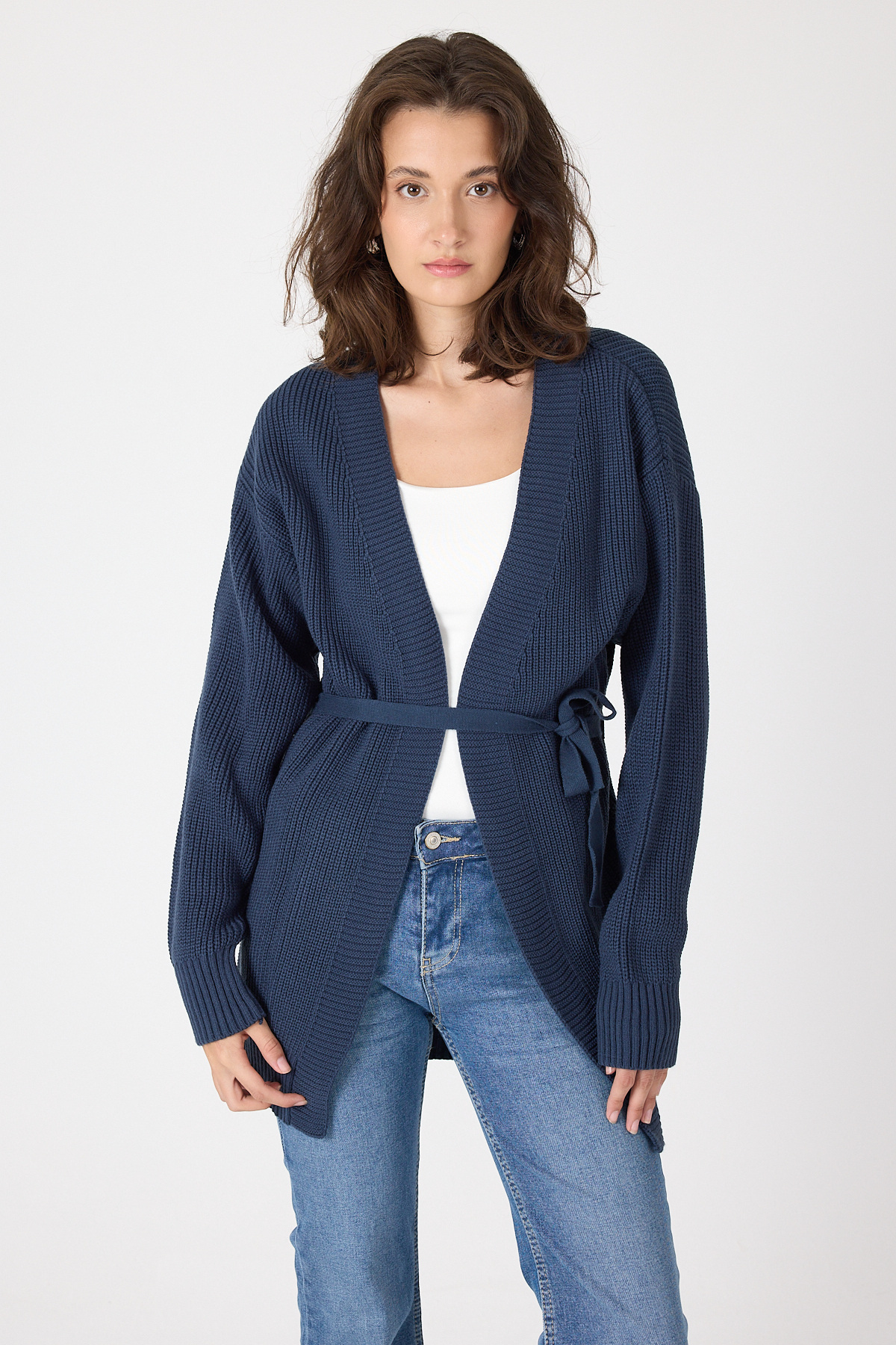 Laci Kuşaklı Örme Kadın Hırka 6905 - RAYS