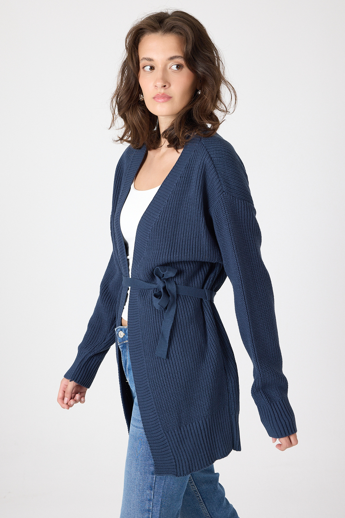 Laci Kuşaklı Örme Kadın Hırka 6905 - RAYS