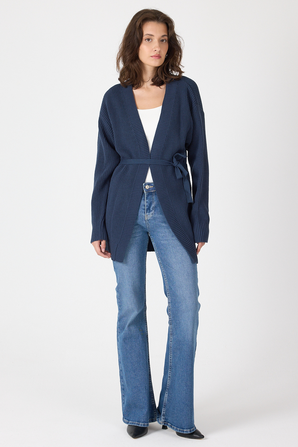 Laci Kuşaklı Örme Kadın Hırka 6905 - RAYS