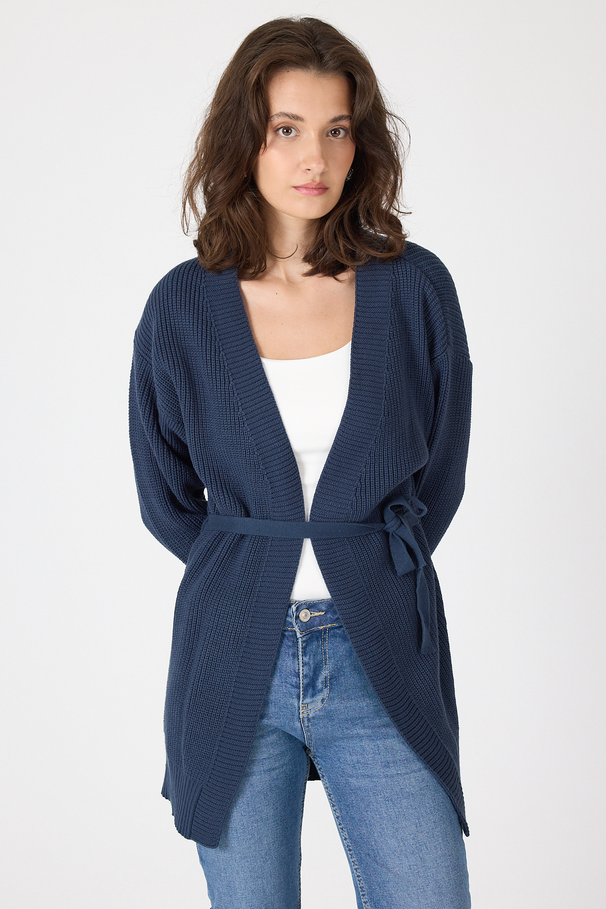 Laci Kuşaklı Örme Kadın Hırka 6905 - 6