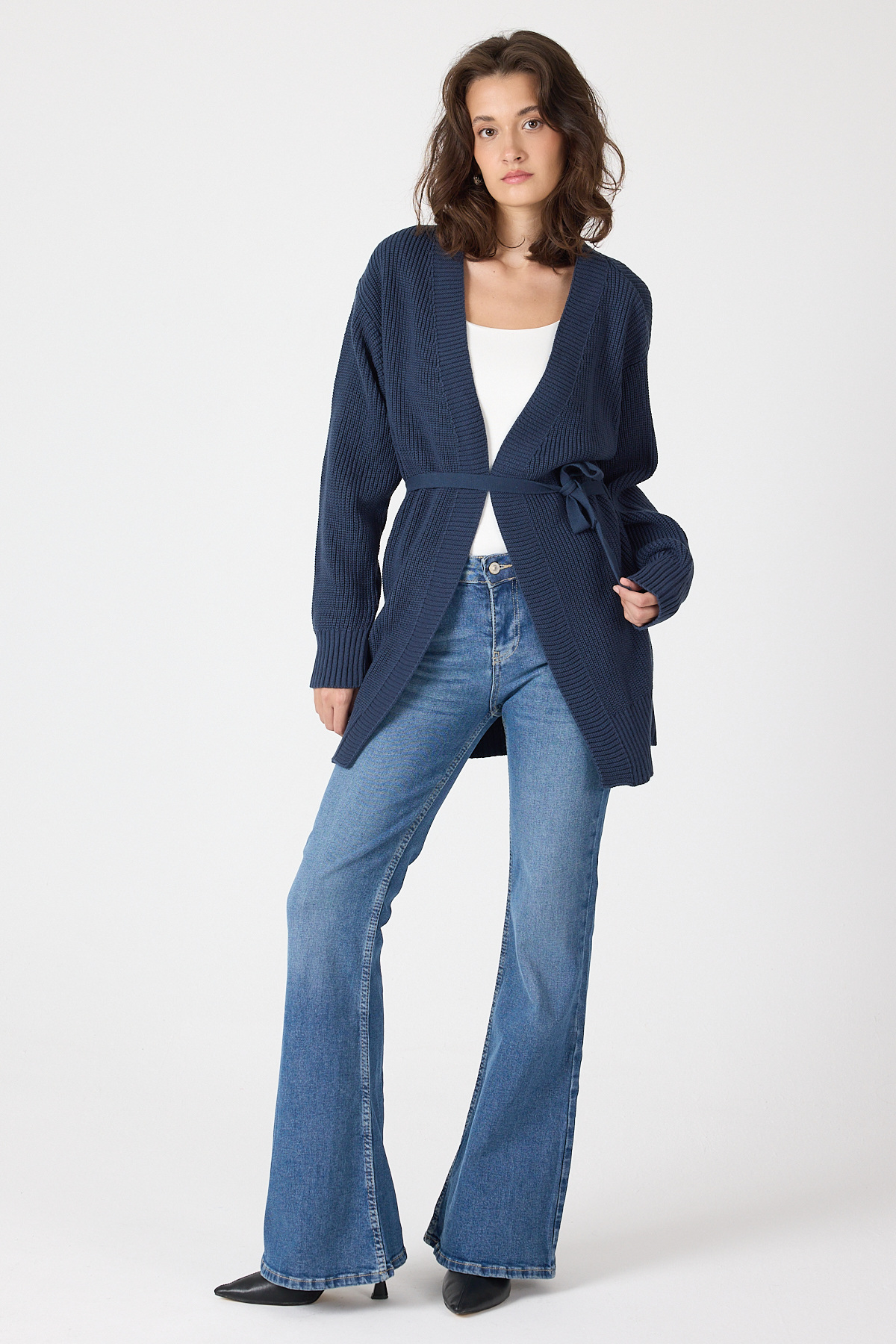 Laci Kuşaklı Örme Kadın Hırka 6905 - 7