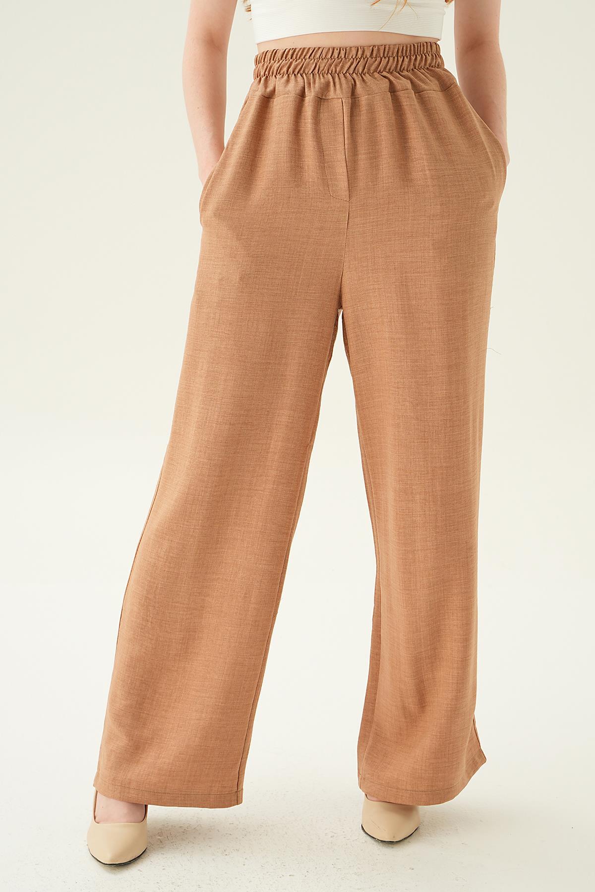 6905A Geniş Kemerli Bol Pantolon Vizon - 4