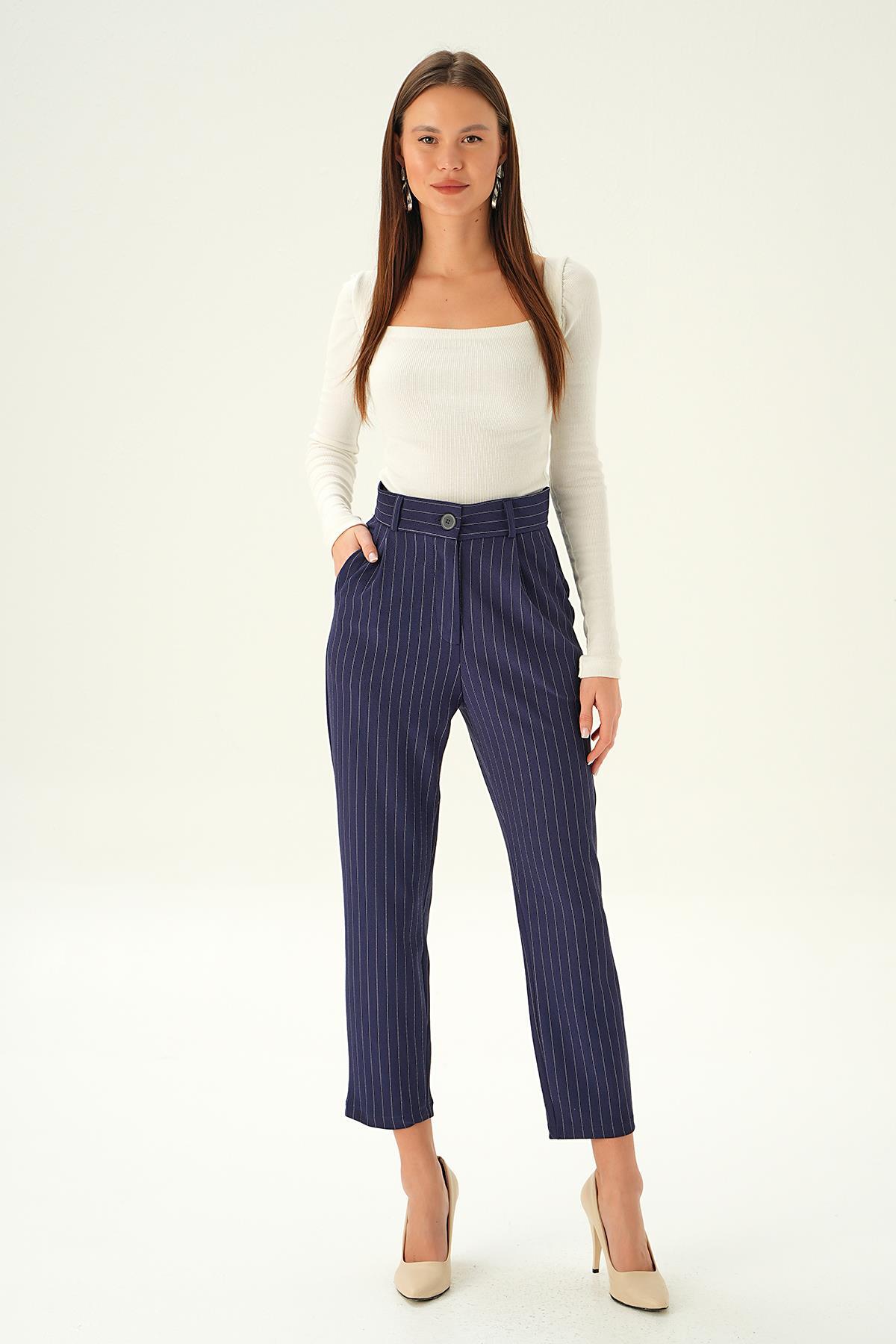 Laci Çizgili Cepli Pantolon 6906A - 6