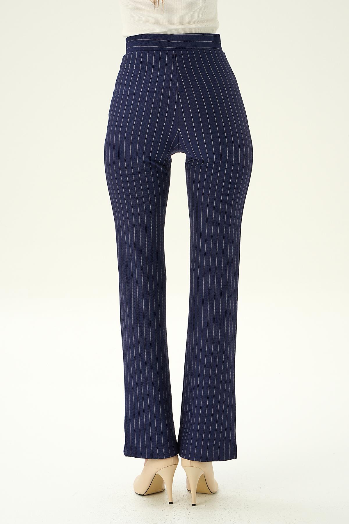 Laci Geniş Paça Çizgili Pantolon 6912A - 5