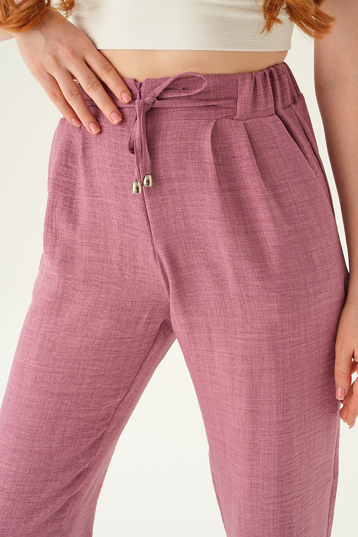 Gül Önü Fermuarlı Pantolon 6913A - 6