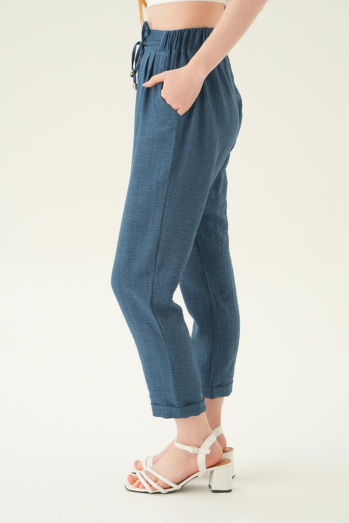 İndigo Önü Fermuarlı Pantolon 6913A - 3