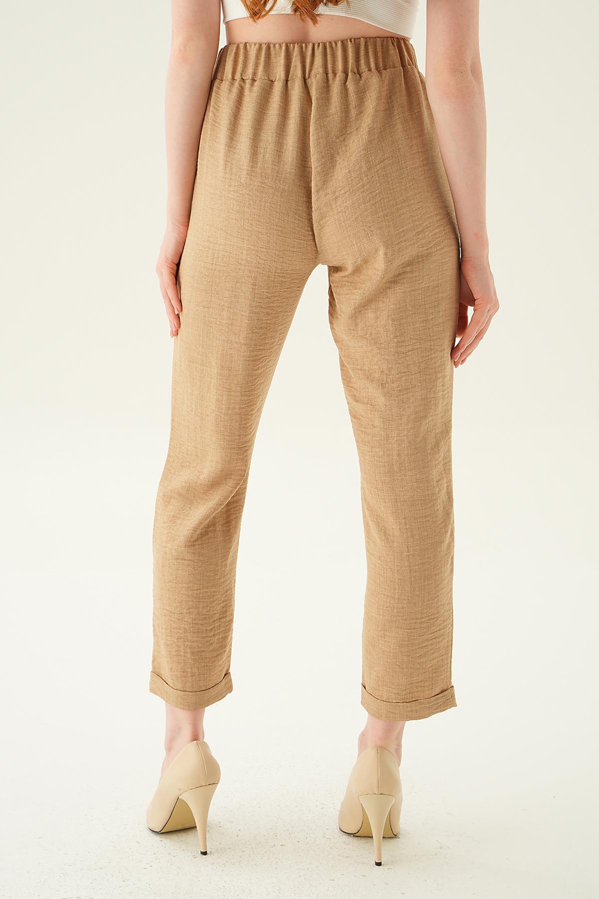 6913A Önü Fermuarlı Pantolon Vizon - 5