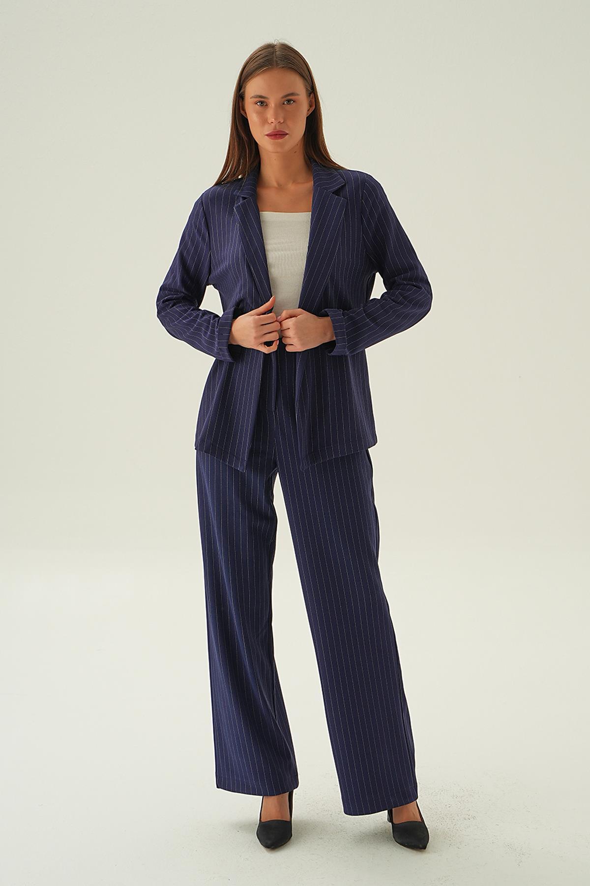 6914A Kol Katlamalı Çizgili Ceket Laci - 4