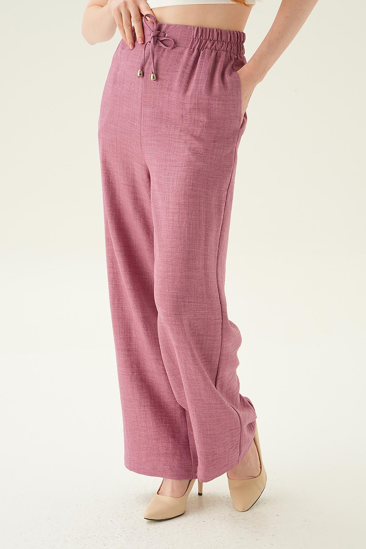 Gül Bağcıklı Geniş Pantolon 6917A - 2