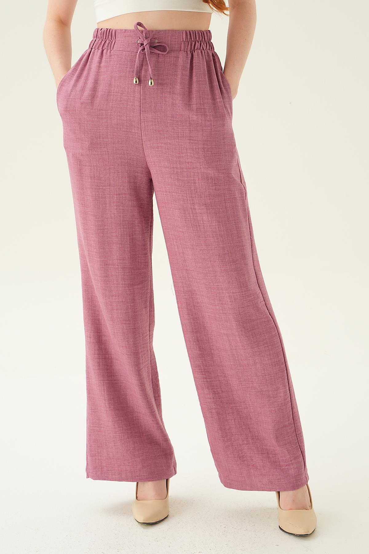 Gül Bağcıklı Geniş Pantolon 6917A - 3