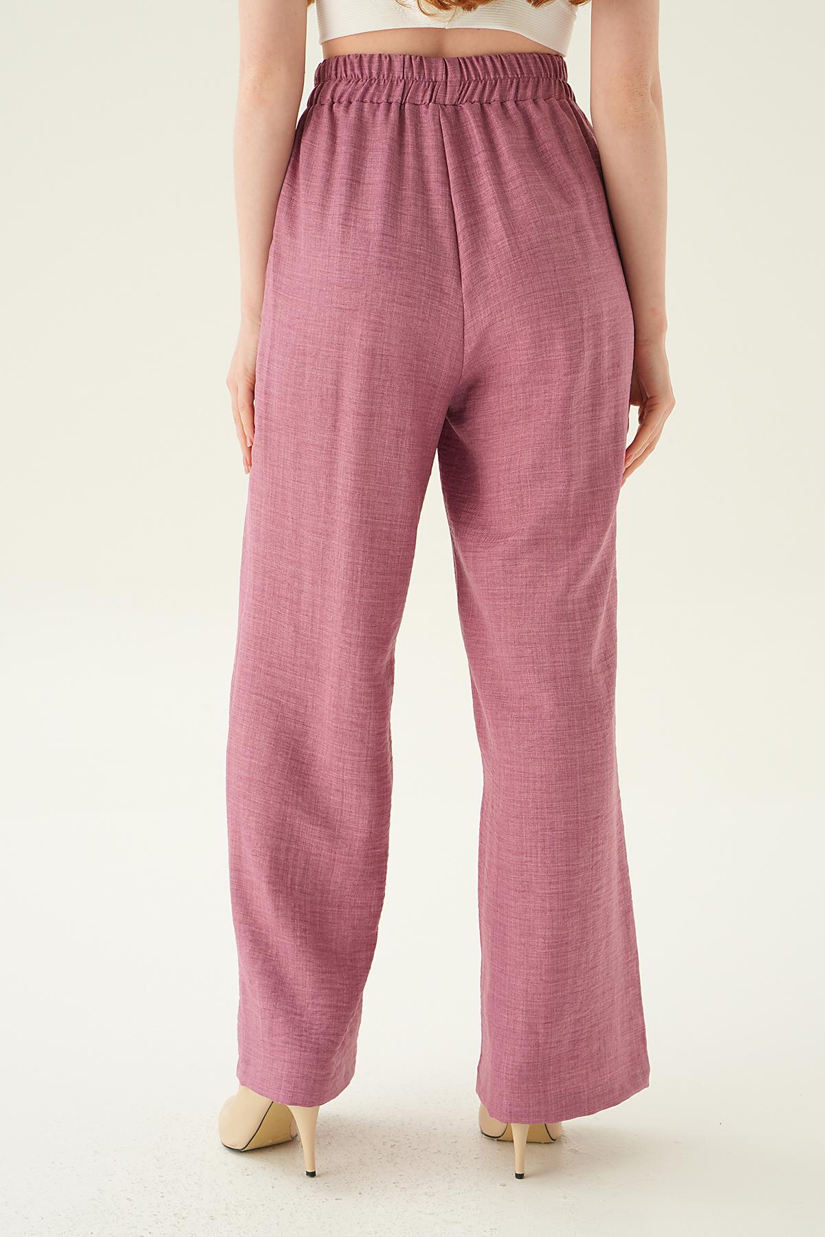 Gül Bağcıklı Geniş Pantolon 6917A - 4