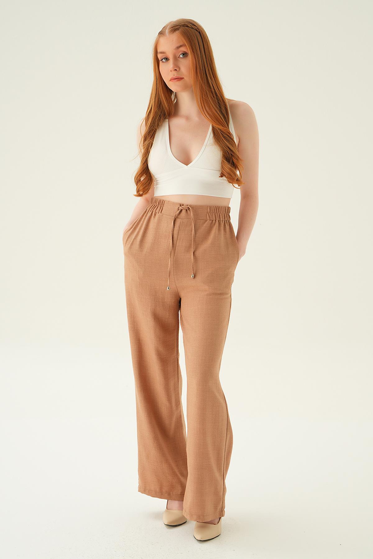 Vizon Bağcıklı Geniş Pantolon 6917A - 2