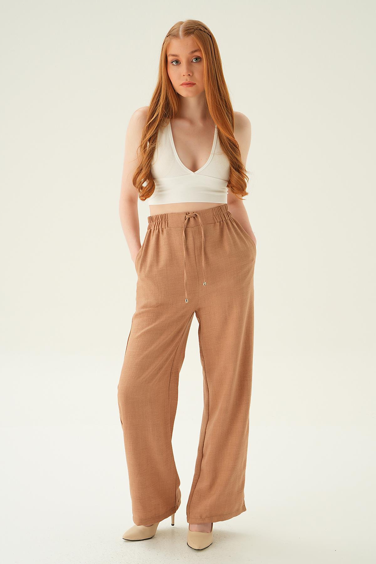 Vizon Bağcıklı Geniş Pantolon 6917A - 3