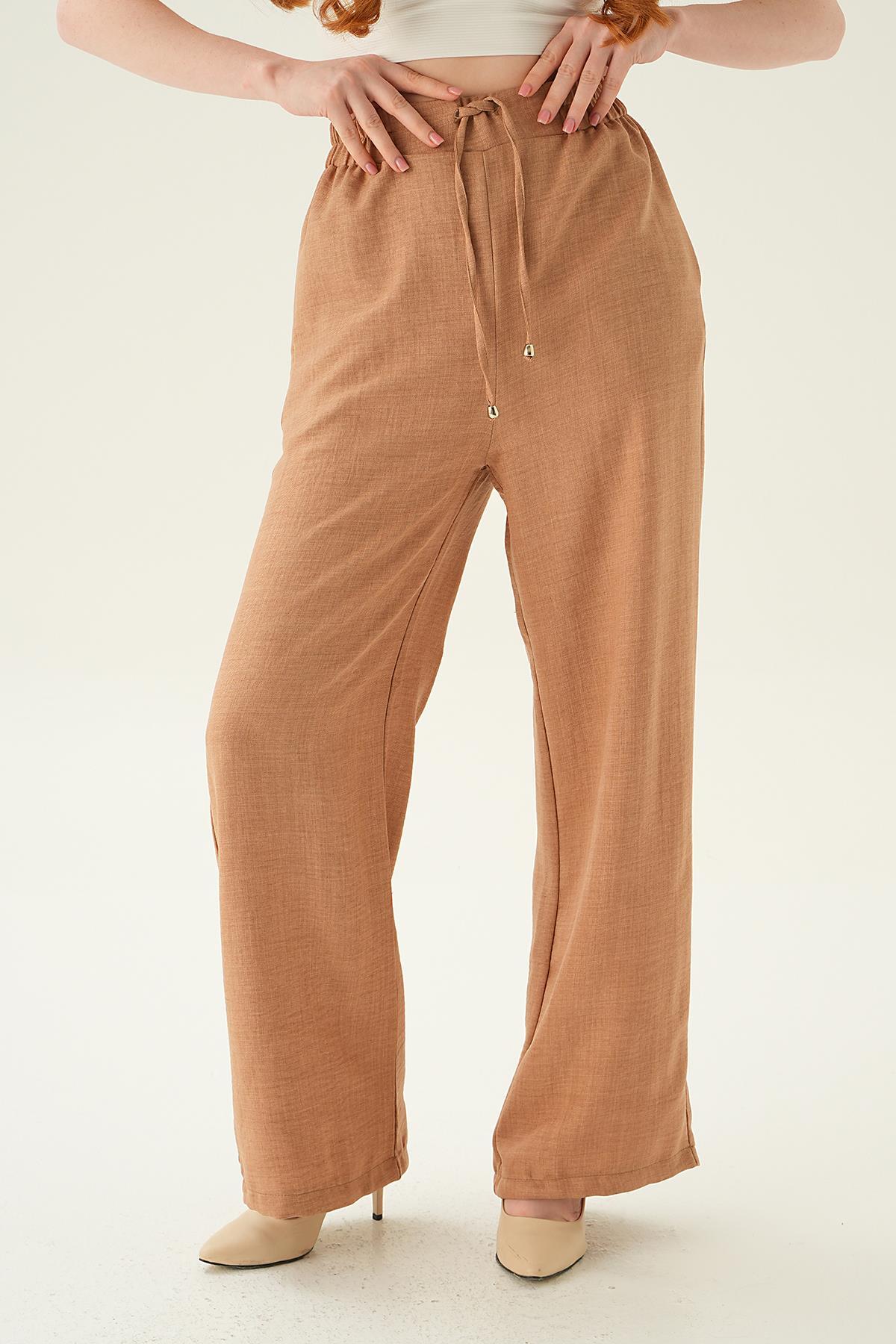 Vizon Bağcıklı Geniş Pantolon 6917A - 4