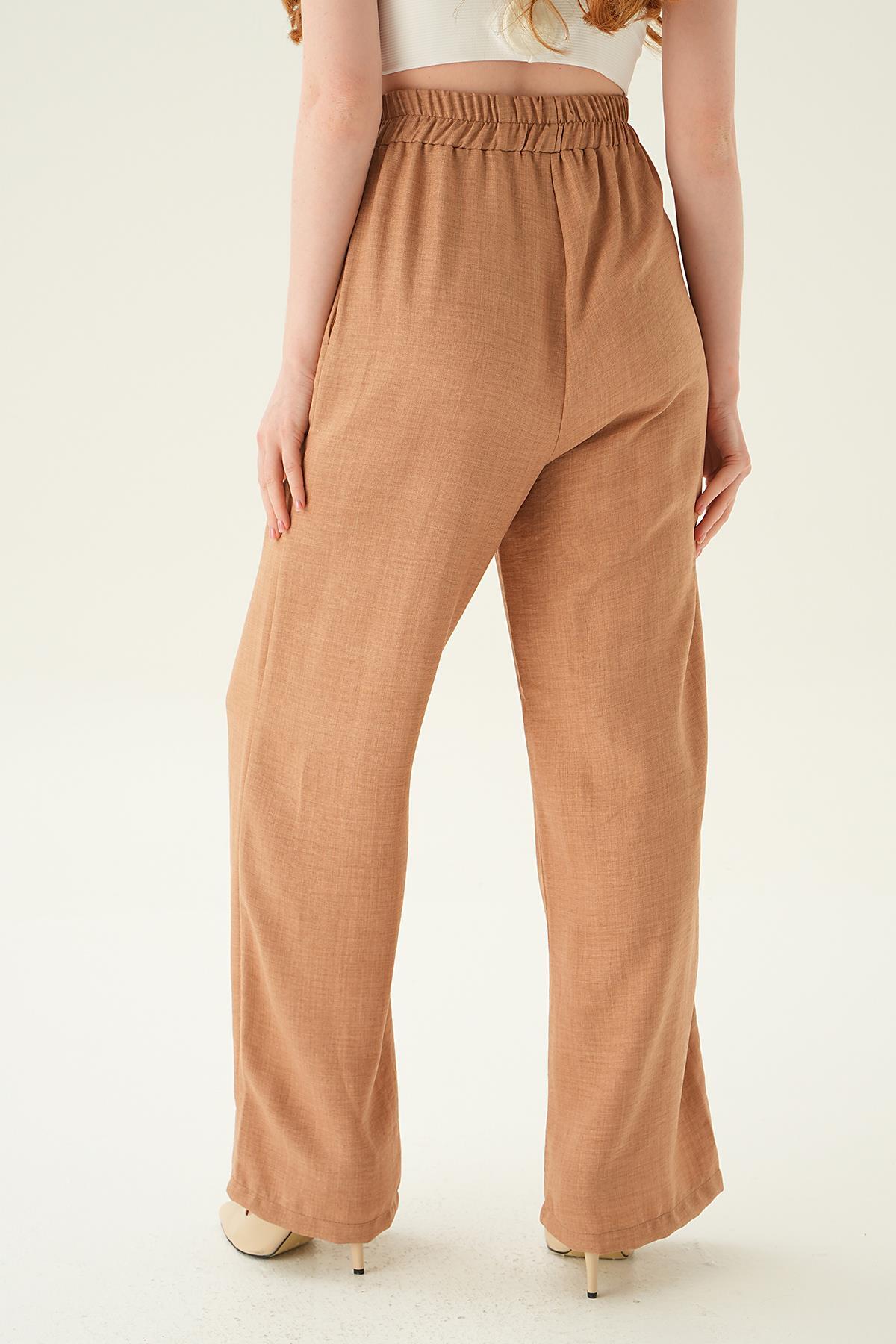 Vizon Bağcıklı Geniş Pantolon 6917A - 5