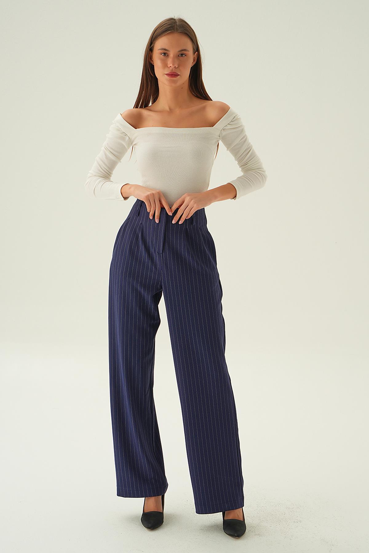 6918A Yüksek Bel Bol Paça Pantolon Laci 