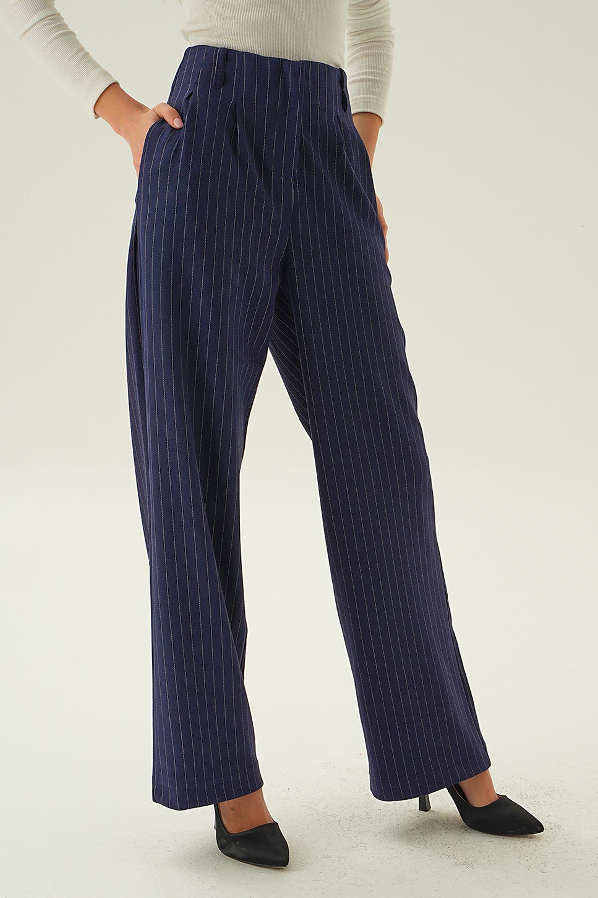 6918A Yüksek Bel Bol Paça Pantolon Laci - 5