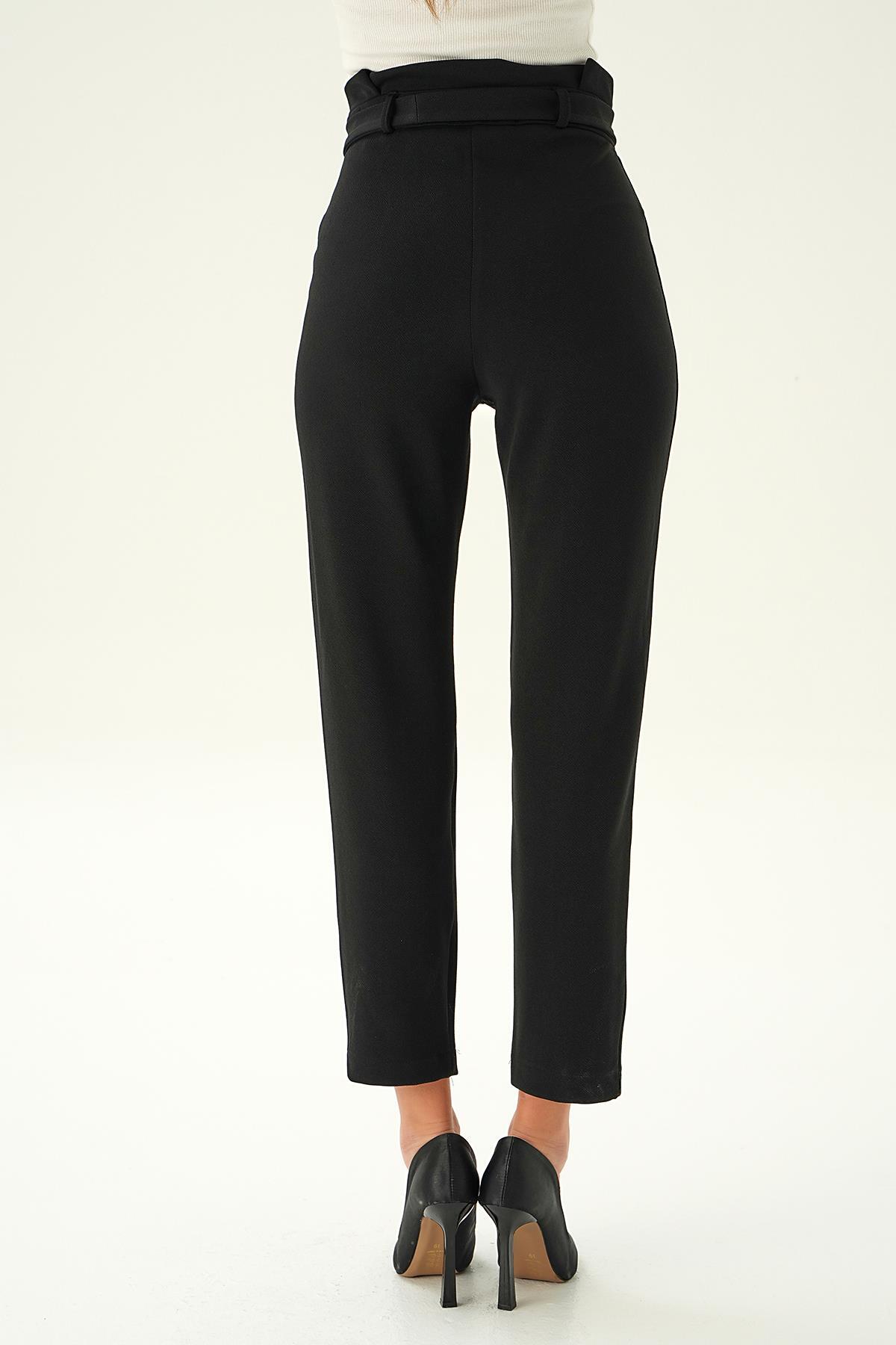 Siyah Düğme Detay Havuç Pantolon 6921A - 4