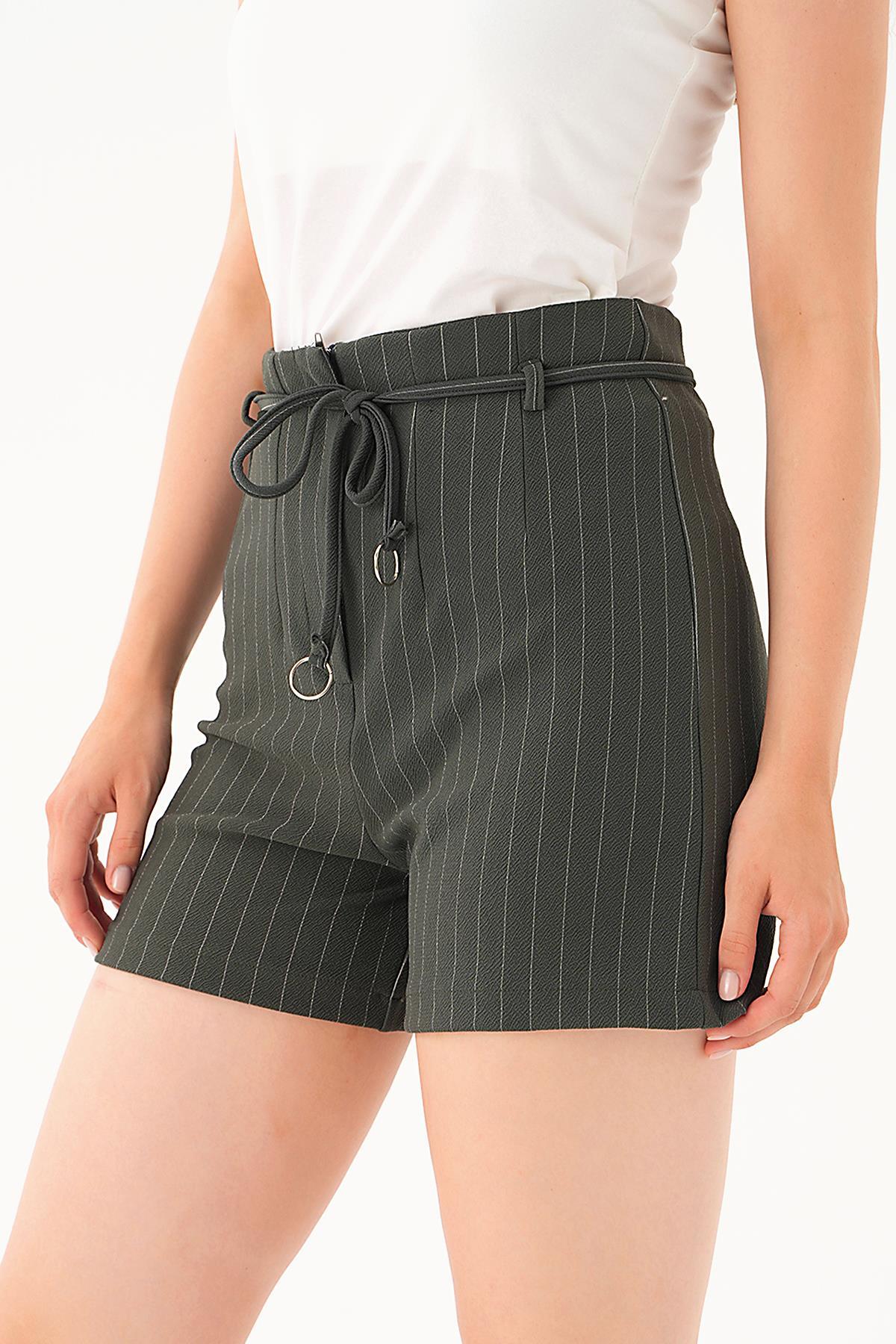 Antrasit Bağcık Detay Şort 6928A - 4