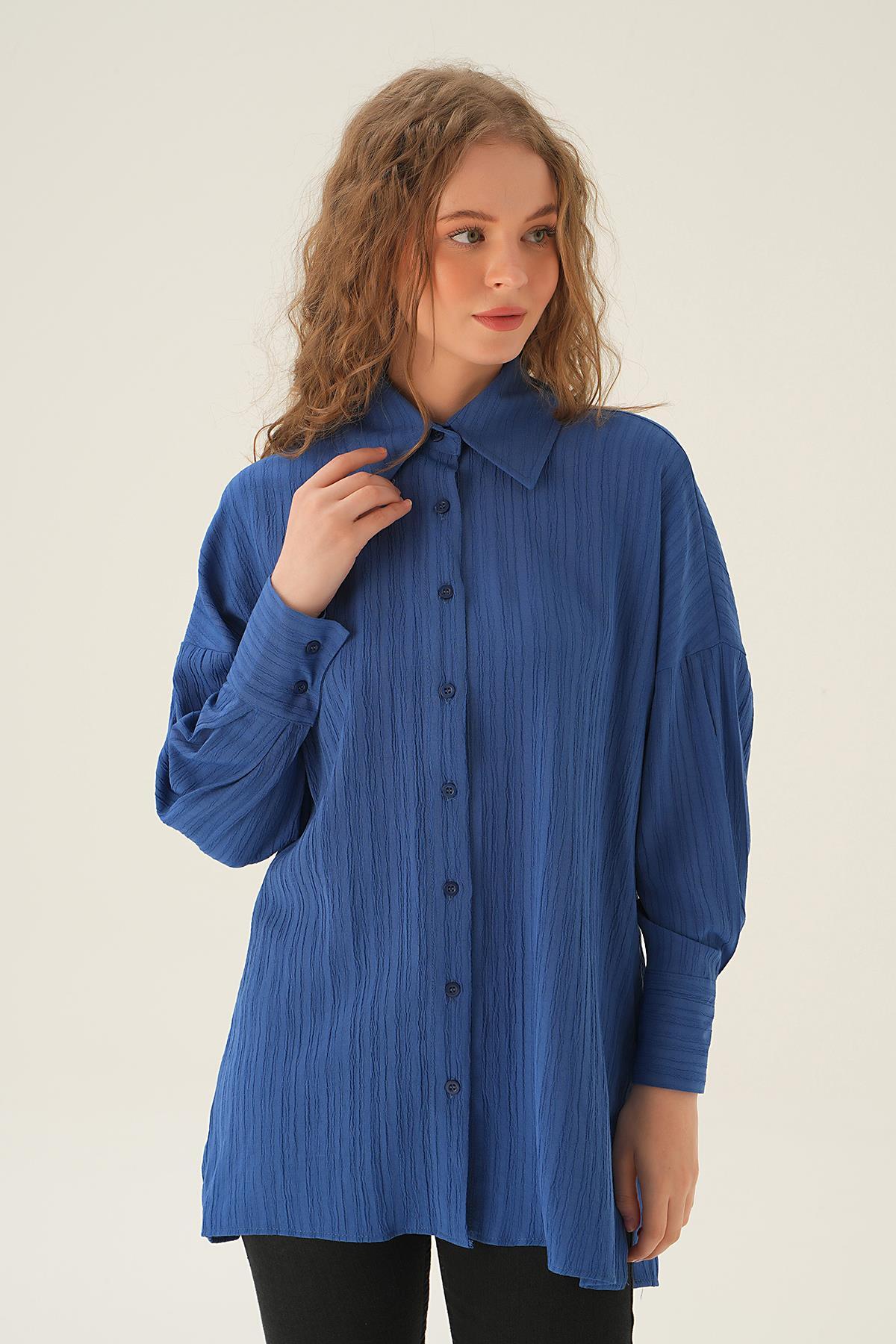 6931A Oversize Gömlek İndigo - 1