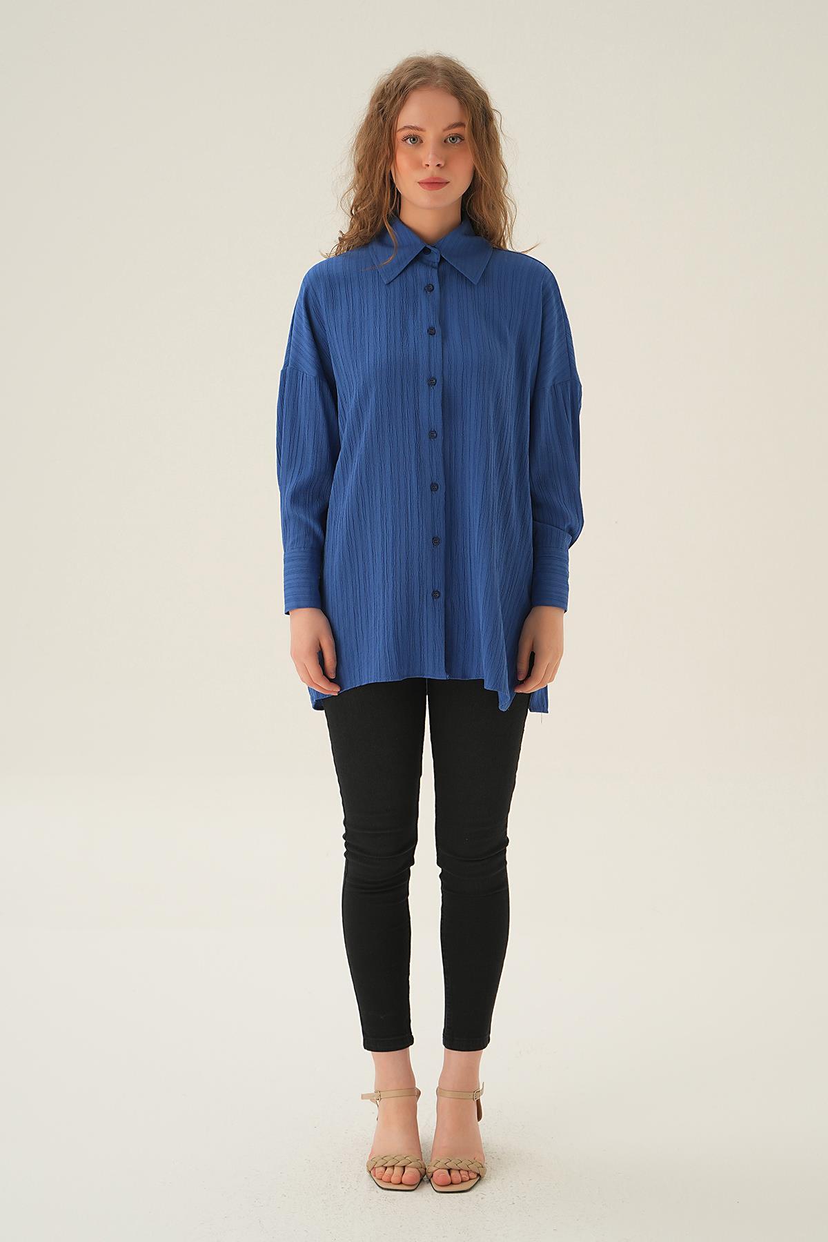 İndigo Oversize Gömlek 6931A - 5