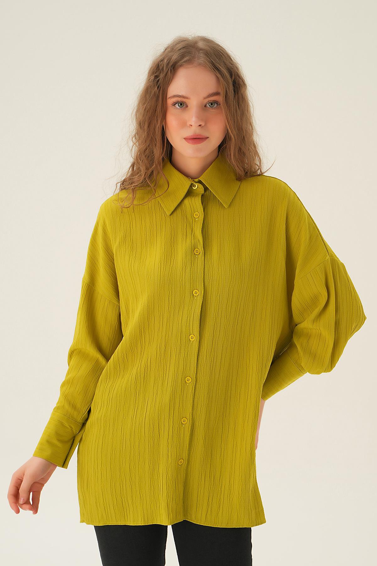Olive Yeşili Oversize Gömlek 6931A 
