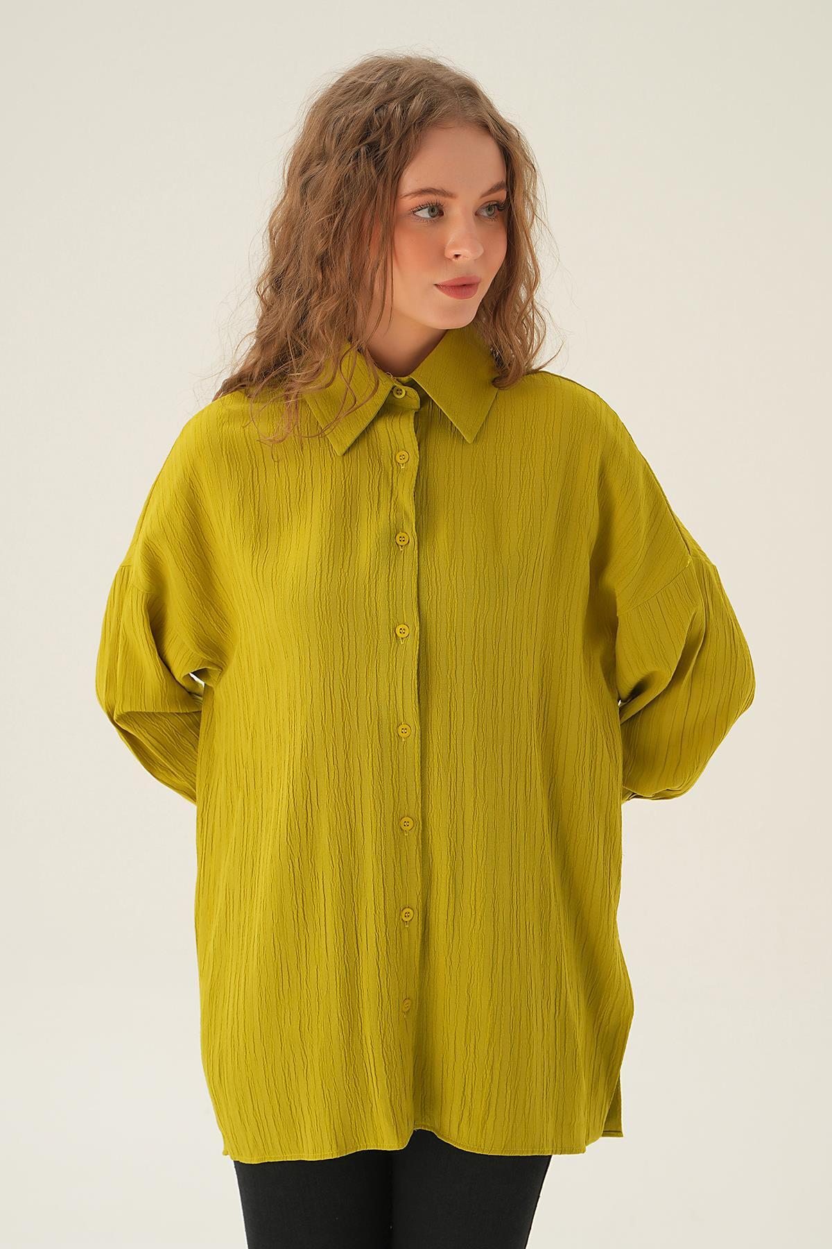 Olive Yeşili Oversize Gömlek 6931A - 2