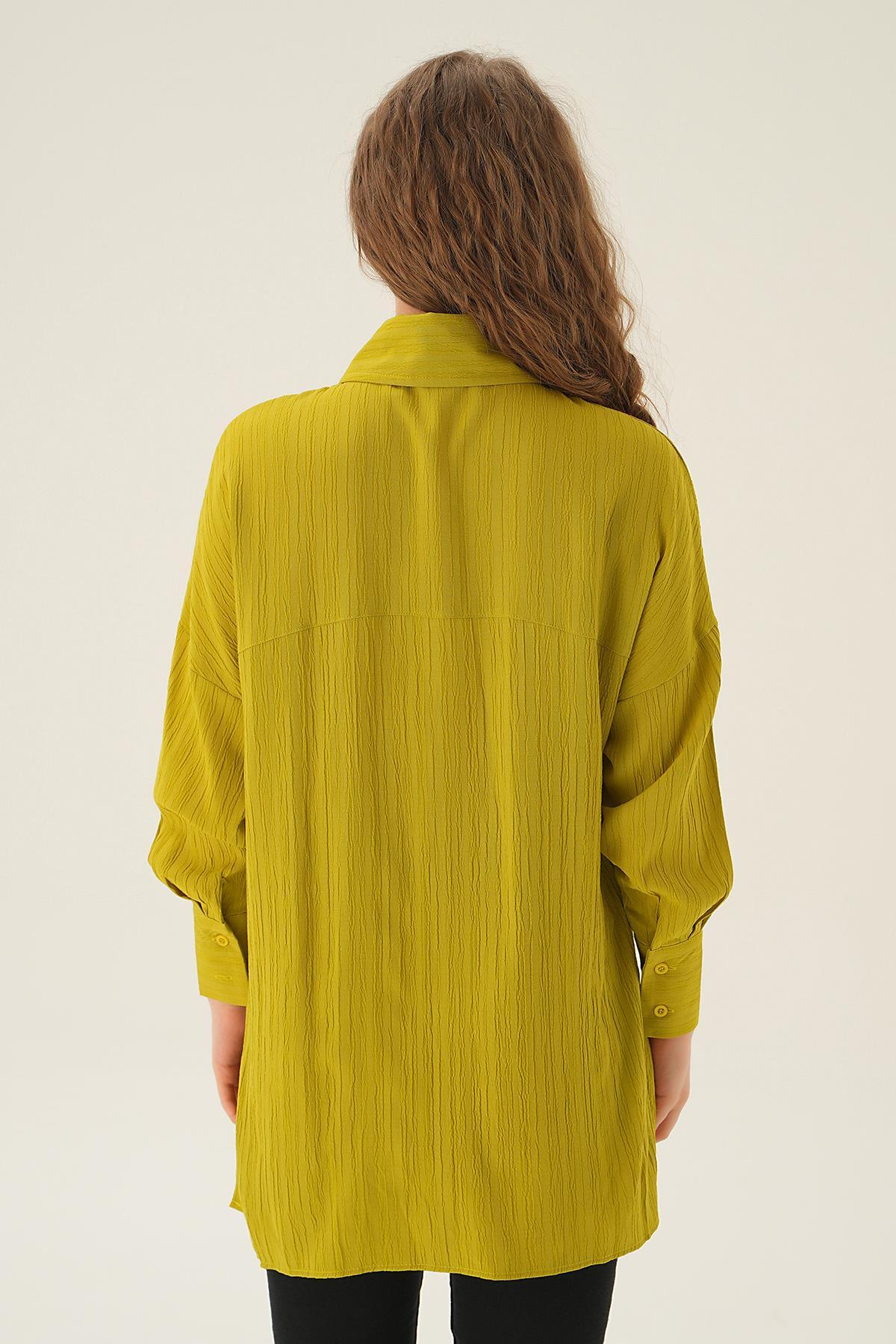 Olive Yeşili Oversize Gömlek 6931A - 3