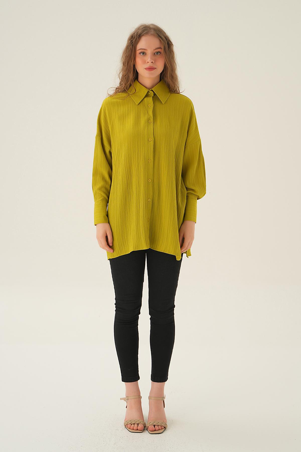 Olive Yeşili Oversize Gömlek 6931A - 5