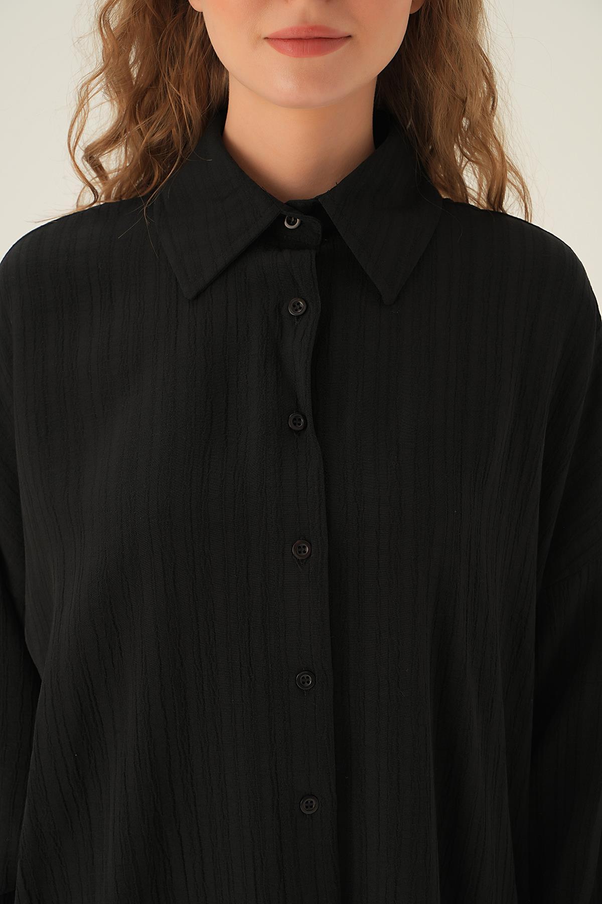 6931A Oversize Gömlek Siyah - 2
