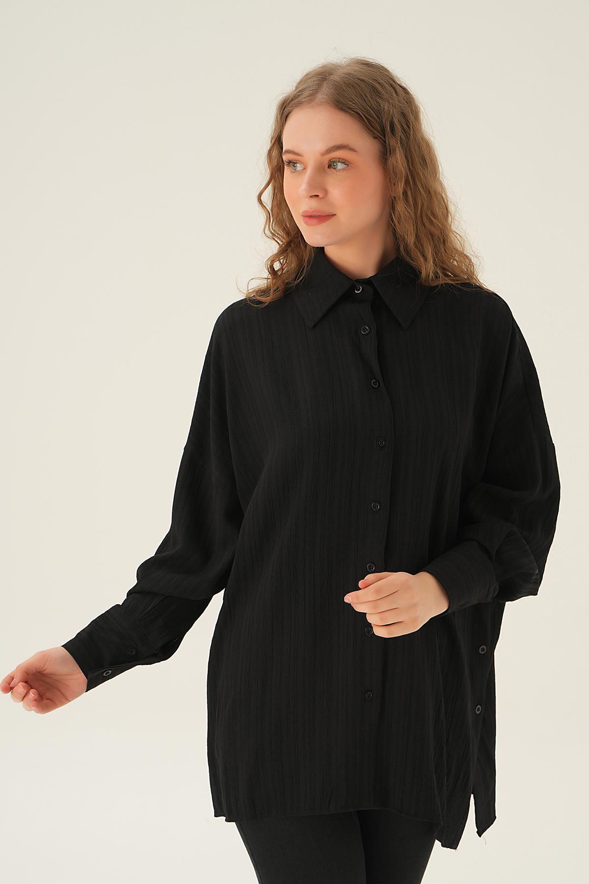 6931A Oversize Gömlek Siyah - 3