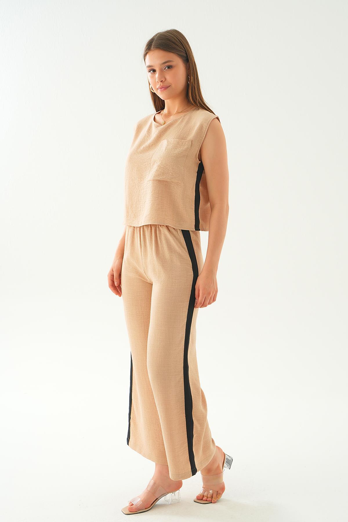 Bisküvi Şeritli Pantolon Takım 7017 - 3