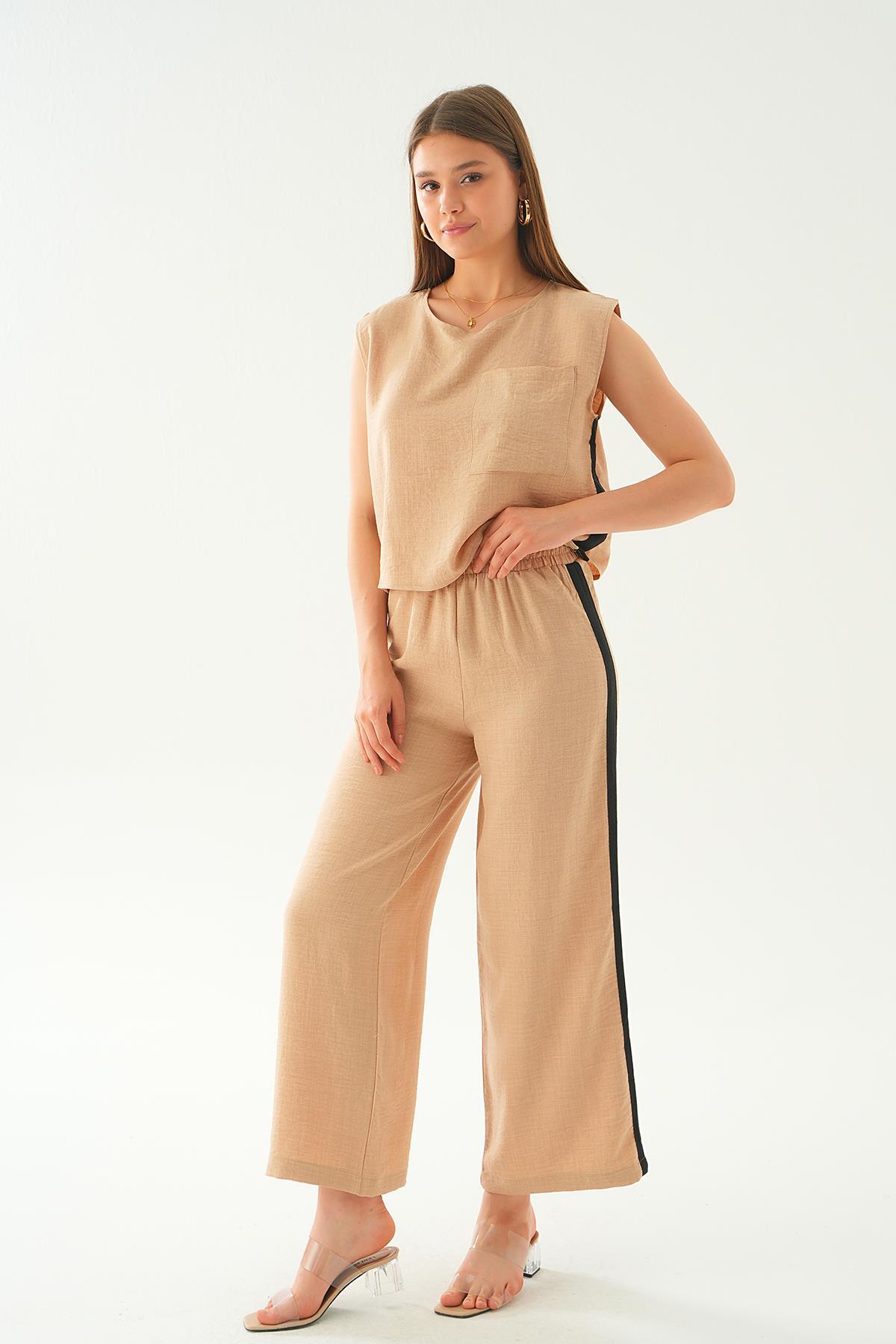 Bisküvi Şeritli Pantolon Takım 7017 - 4