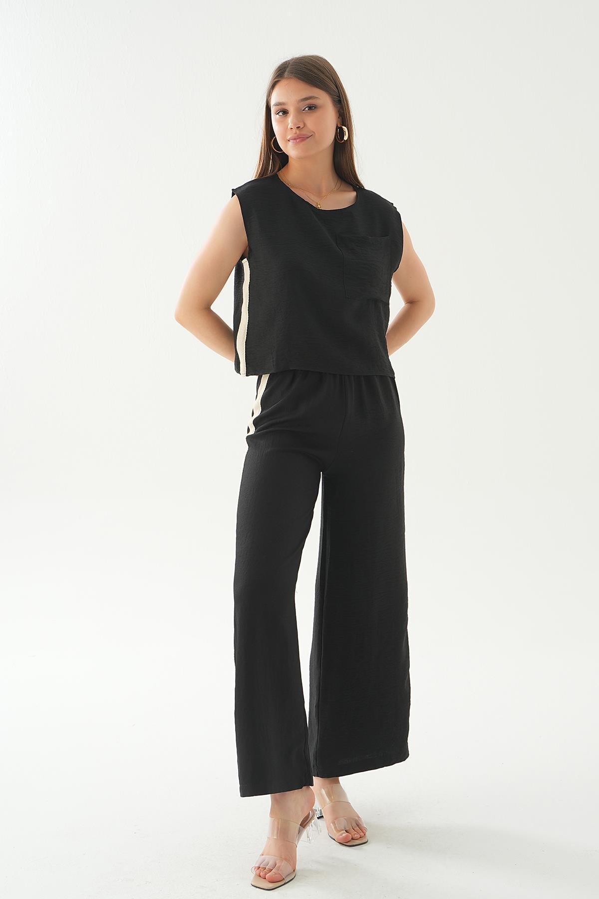 Siyah Şeritli Pantolon Takım 7017 - 2