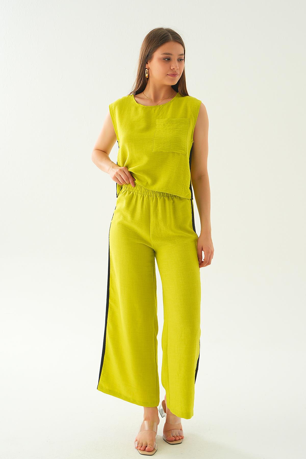 7017 Şeritli Pantolon Takım Yağ Yeşili - 3