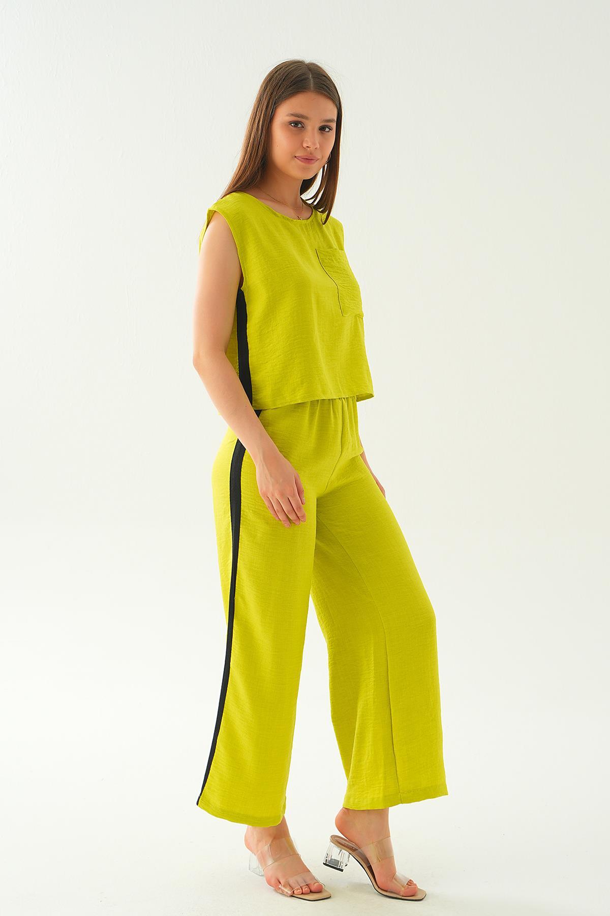 7017 Şeritli Pantolon Takım Yağ Yeşili - 4