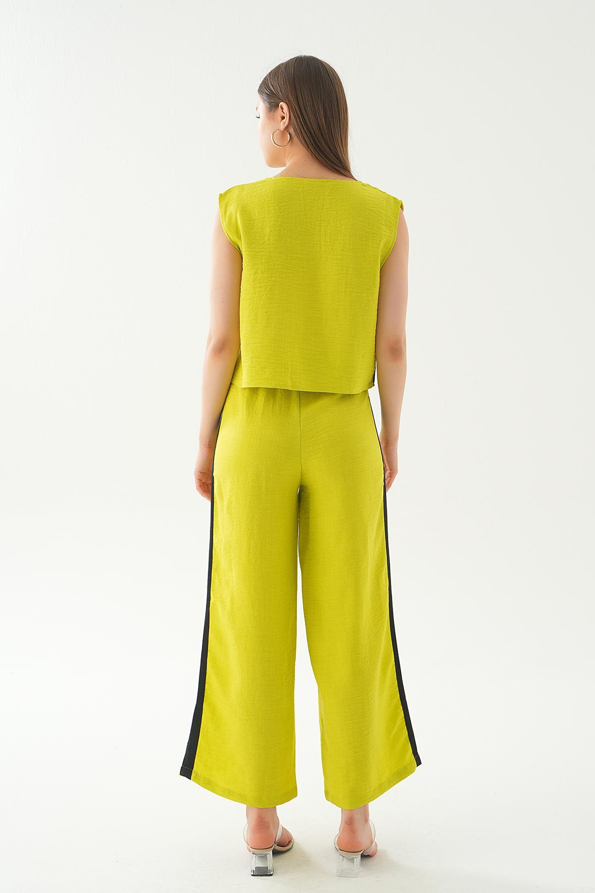 Yağ Yeşili Şeritli Pantolon Takım 7017 - 5