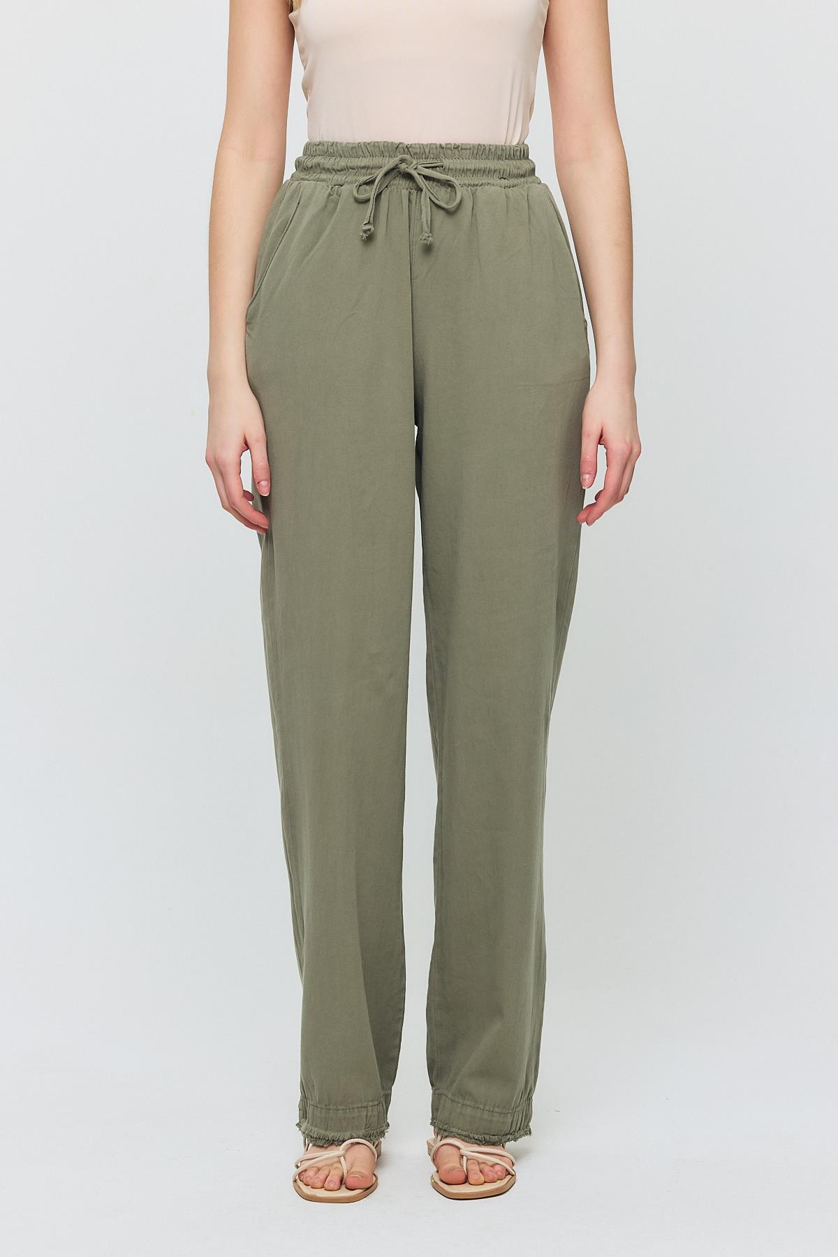 7022 Gronigen Bağcık Beli Lastikli Pantolon Olive Yeşili - 2