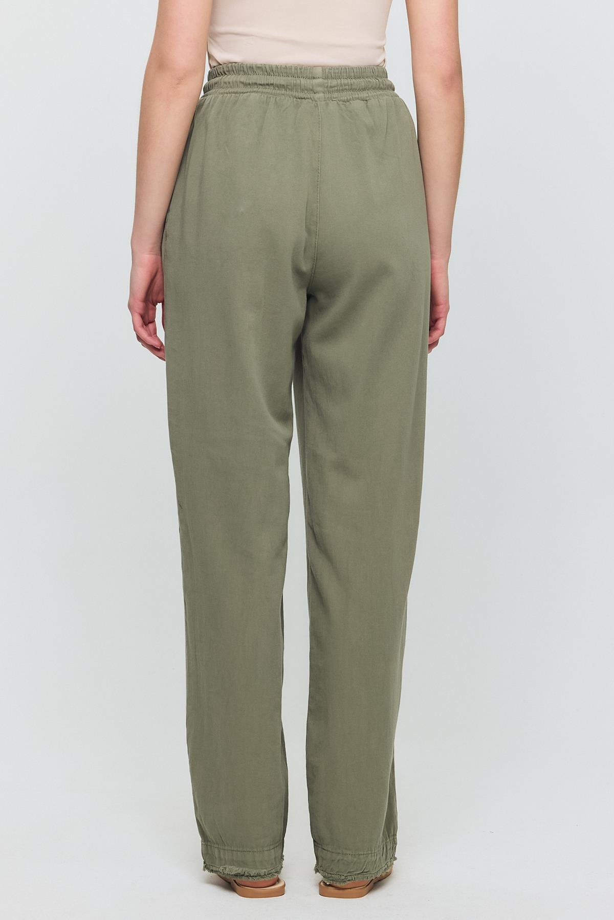 7022 Gronigen Bağcık Beli Lastikli Pantolon Olive Yeşili - 4