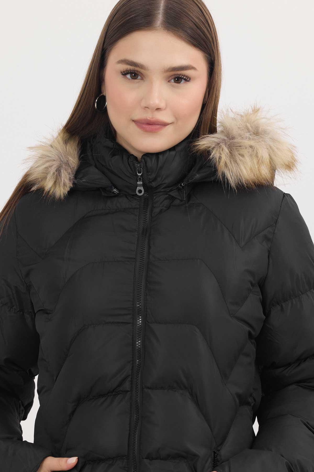 Siyah Kapüşonu Kürklü Mont 7030 - 4