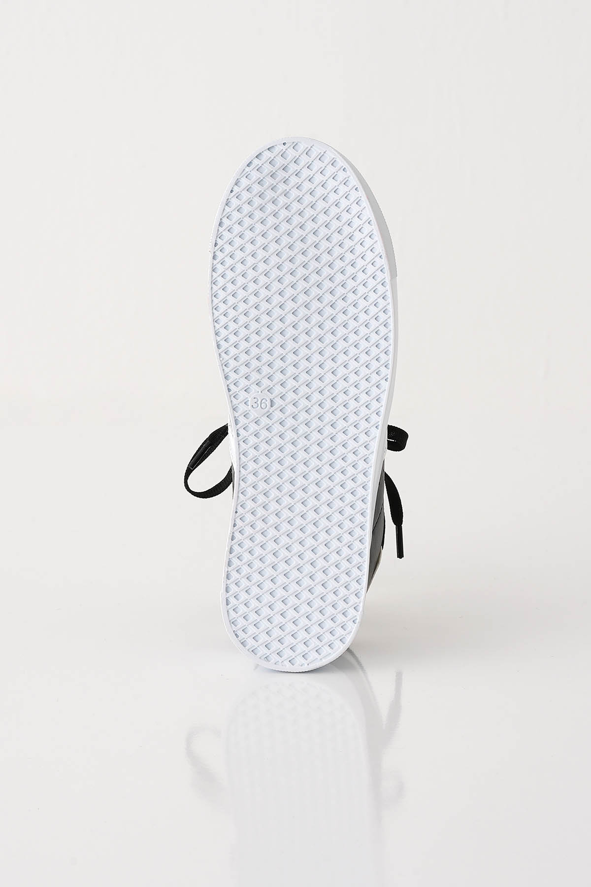 7031 Çizgili Ayakkabı Siyah-Beyaz - 4