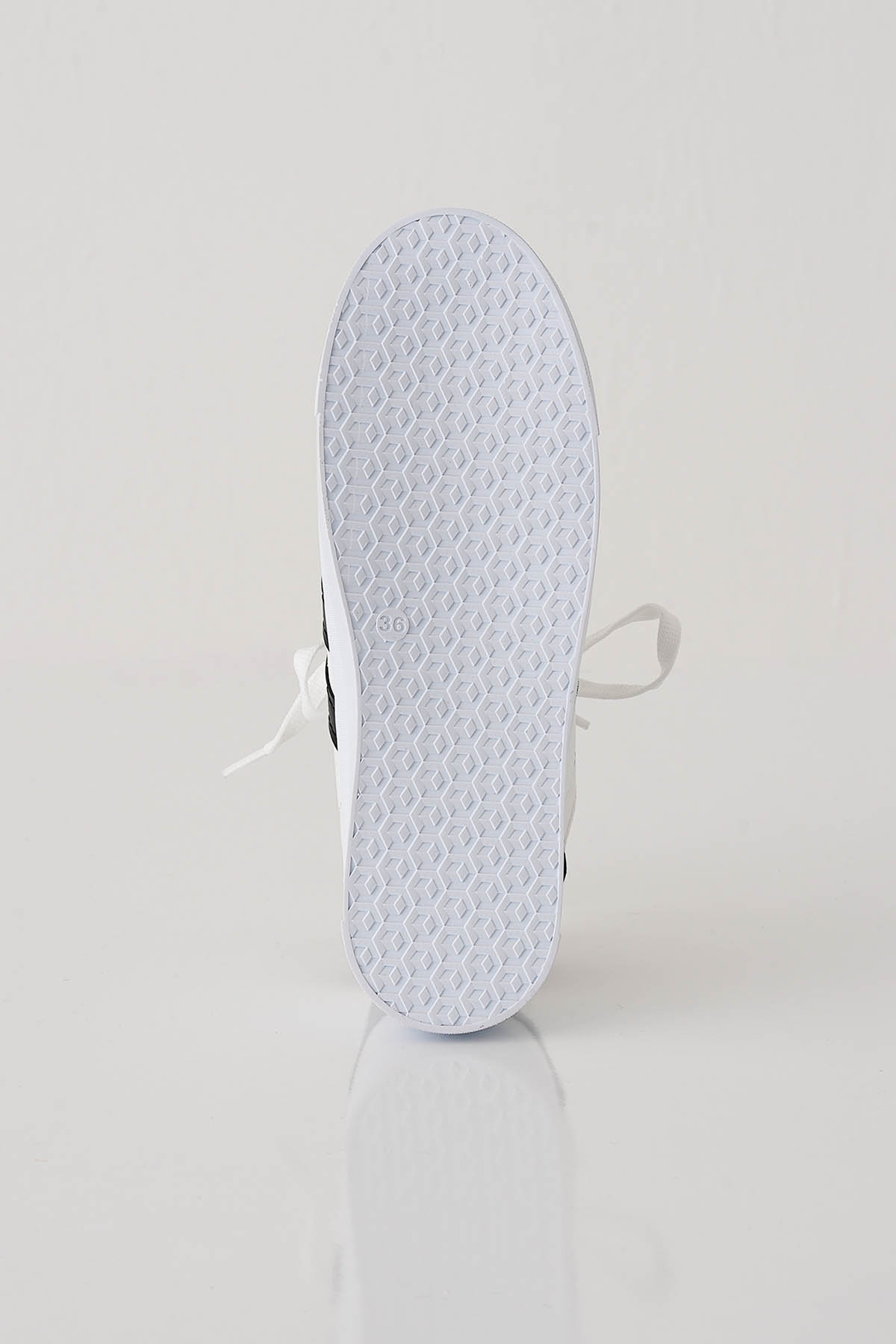 7032 Çizgili Ayakkabı Beyaz-Siyah - 4