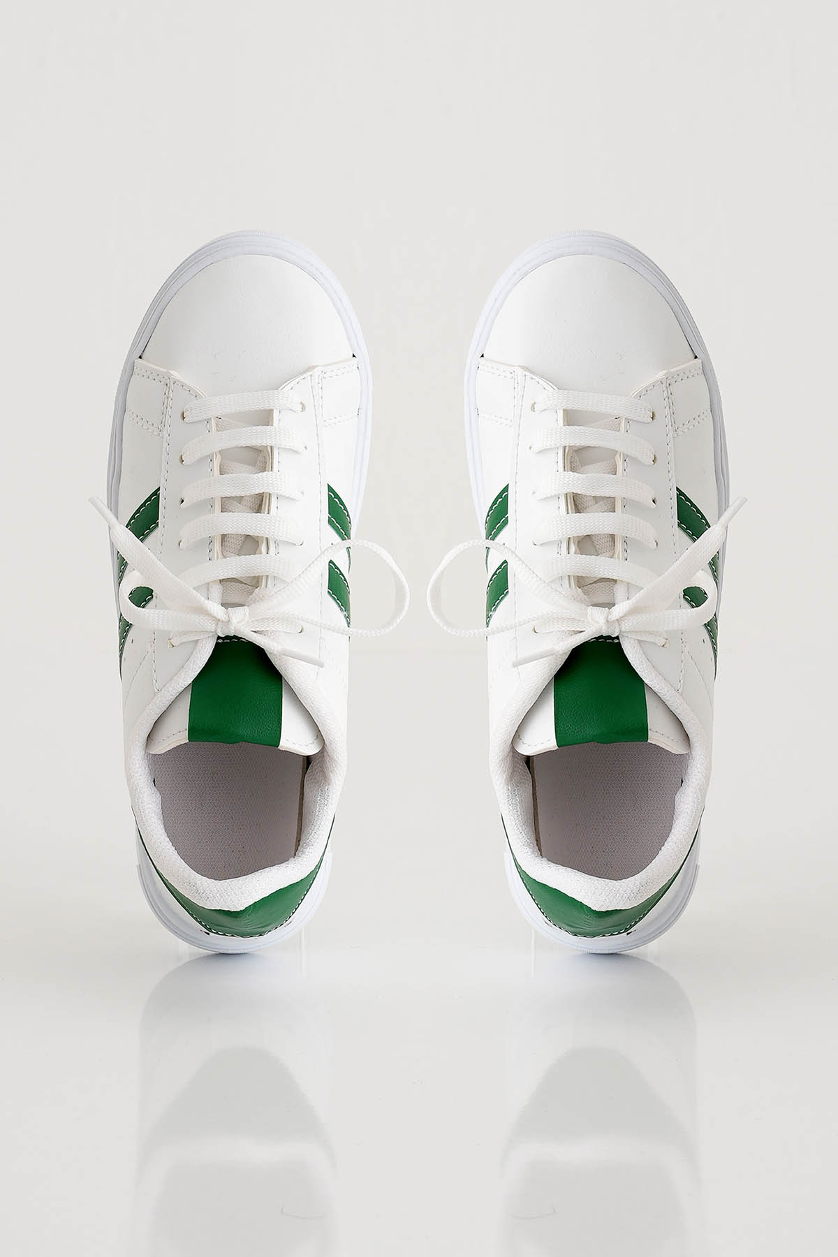 7034 Çizgili Ayakkabı Beyaz - Yeşil - 5