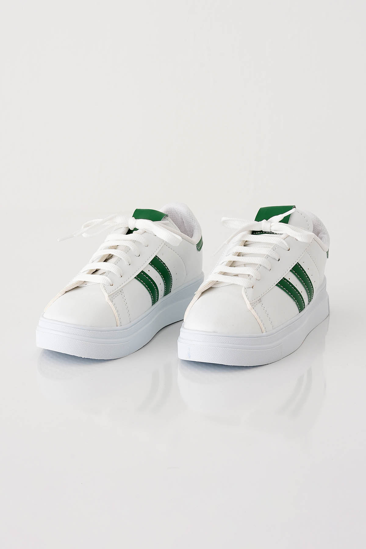 7034 Çizgili Ayakkabı Beyaz - Yeşil - 2
