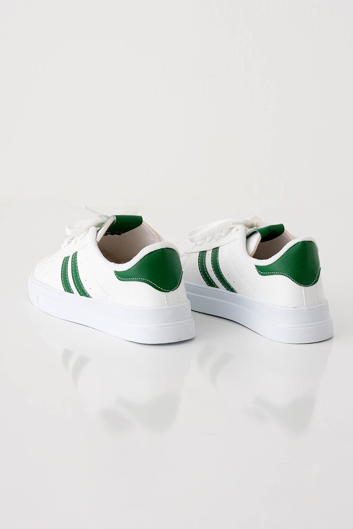 Beyaz - Yeşil Çizgili Ayakkabı 7034 - 3