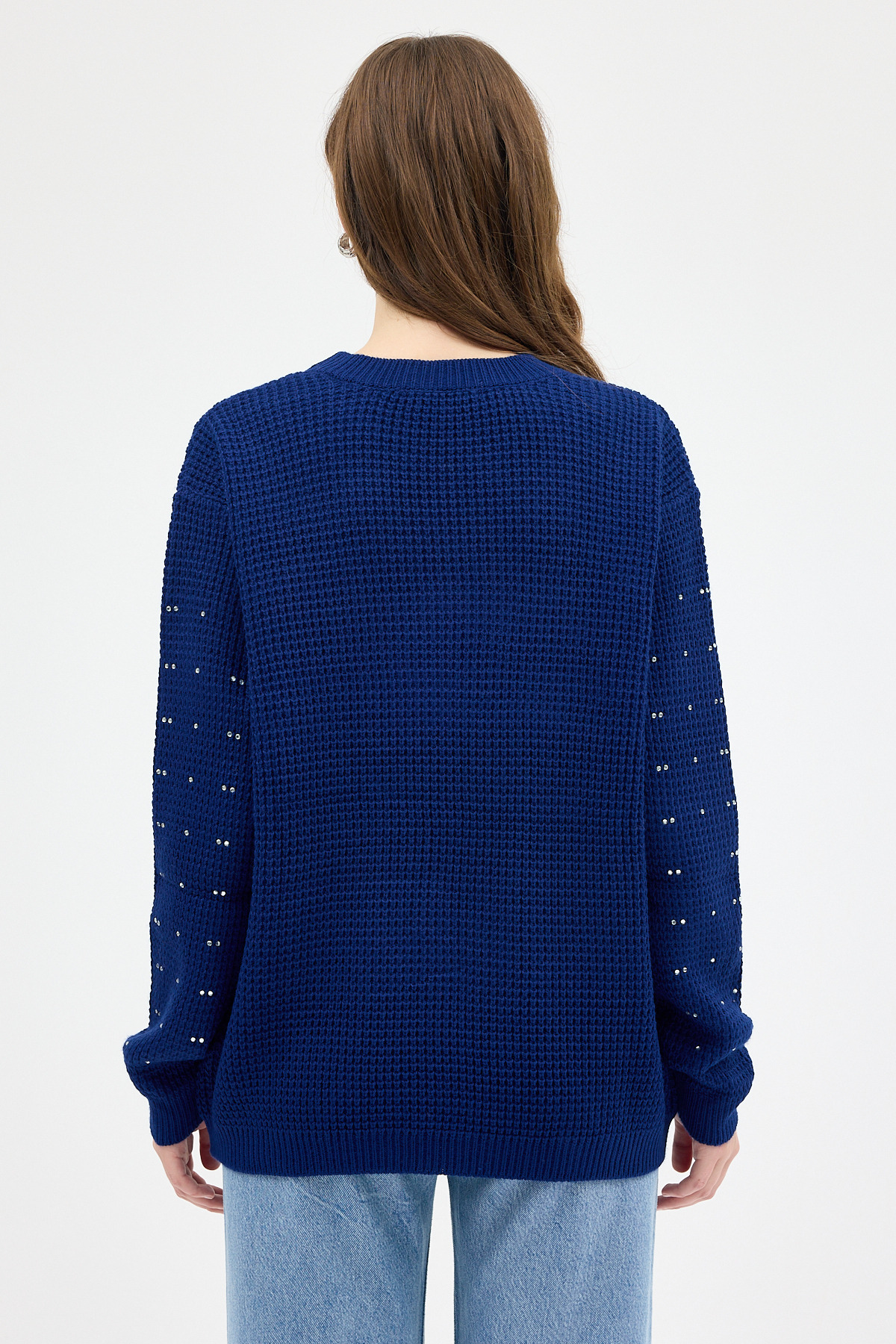 Laci Kadın Taş İşleme Detaylı Bisiklet Yaka Triko Kazak 7045 - 5