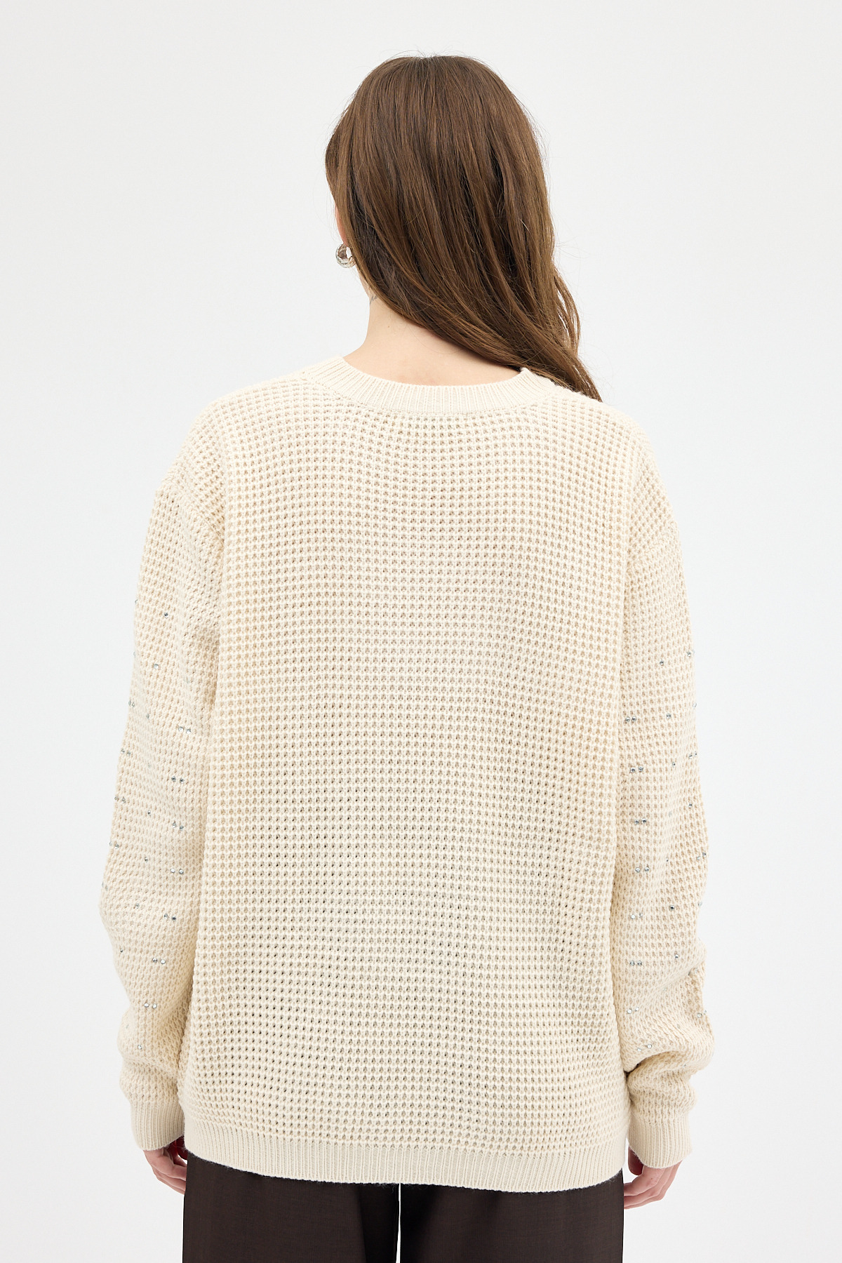 Natural Kadın Taş İşleme Detaylı Bisiklet Yaka Triko Kazak 7045 - 5