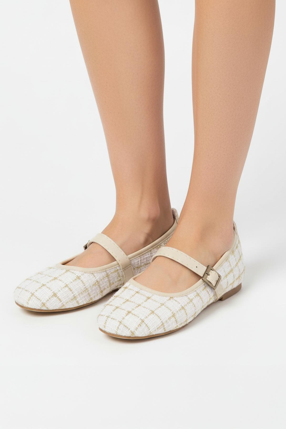 7045 Simli Kemerli Babet Beyaz - 1