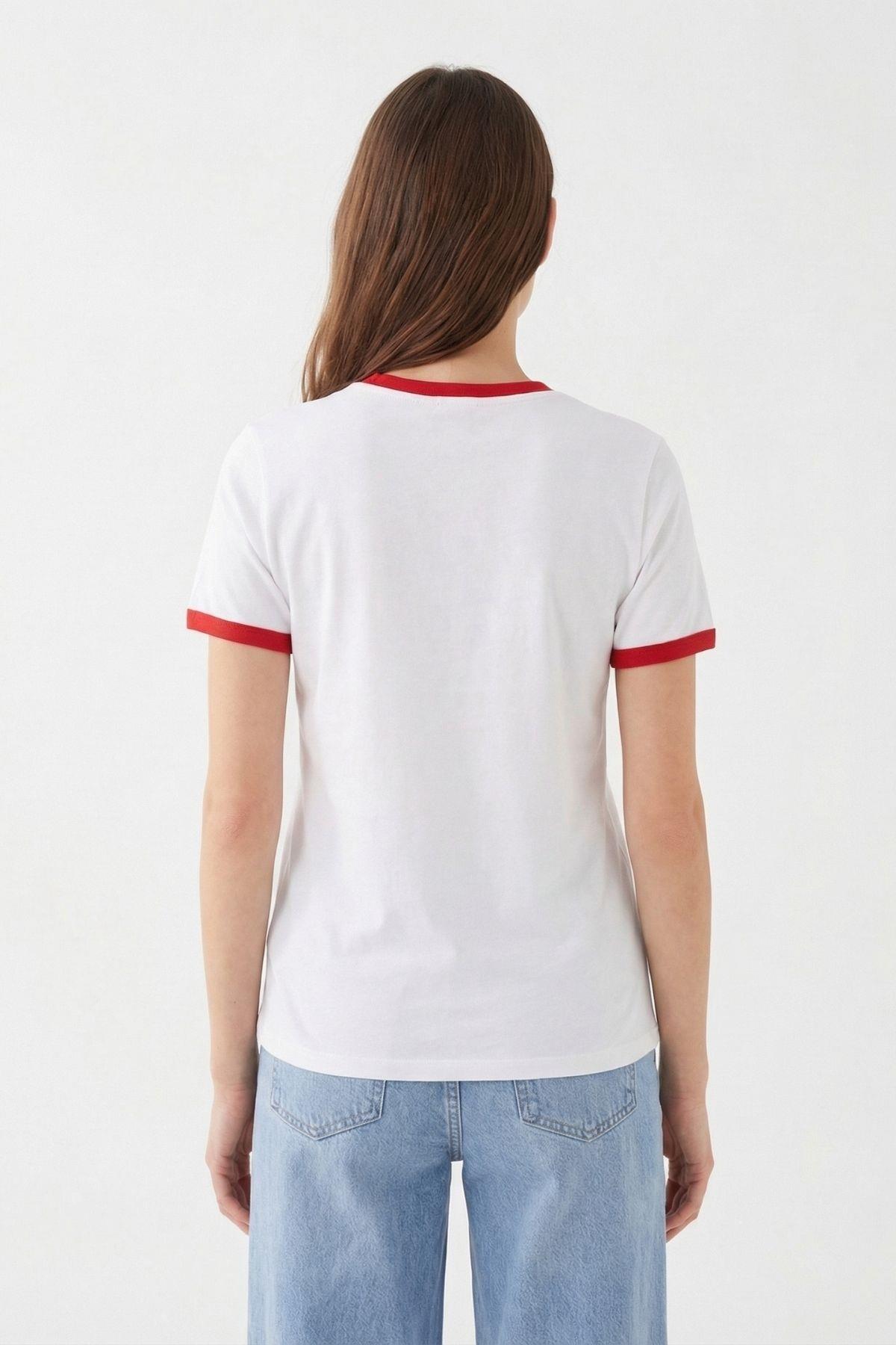 7062 Kiraz Desen Tişört Beyaz - 3