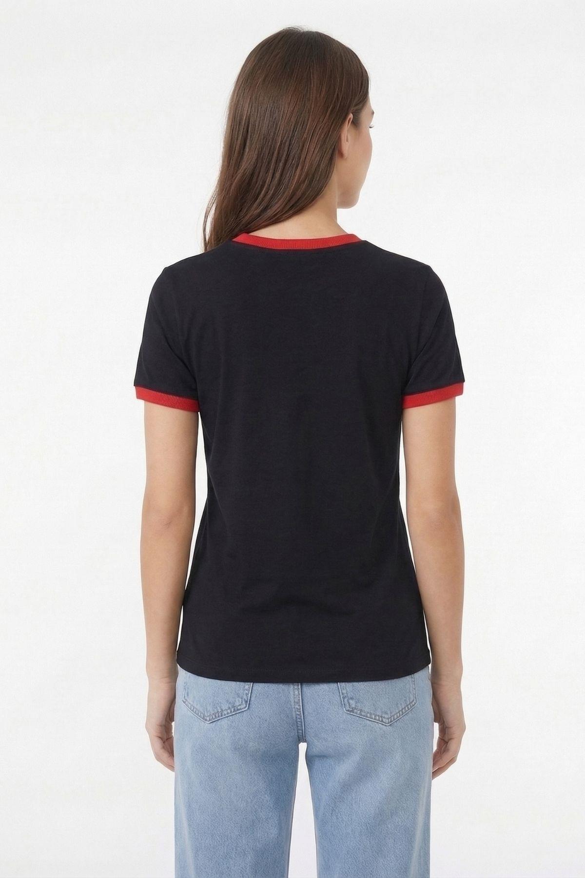 Siyah Kiraz Desen Tişört 7062 - RAYS